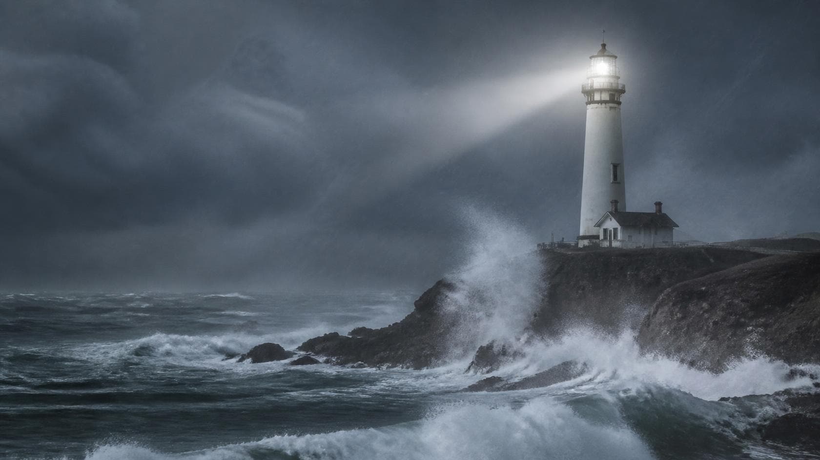 A lighthouse standing firm through a life storm